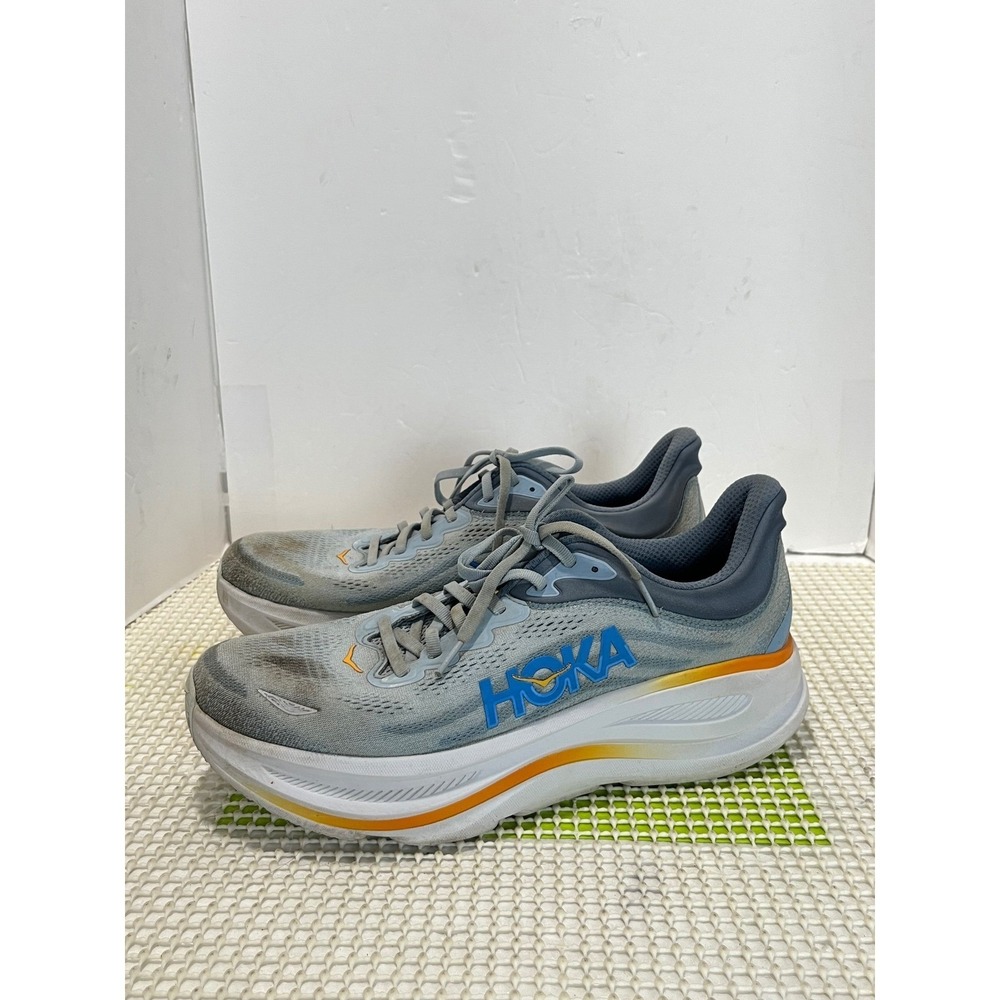 Hoka One One Bondi 9 Running Shoes Men's 11.5 D Blue Gray Orange 1162011
